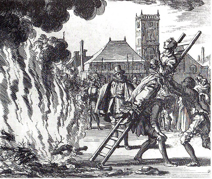 Anneken Hendriks in 1571 in Amsterdam verbrand. Bron: ‘The Bloody Theater or Martyrs Mirror of the Denfenseless Christians’, Thieleman J. van Braght, Herald Press, Scottdale/Waterloo, Pennsylvania/Ontario, USA, 1886, 1999, blz. 873.